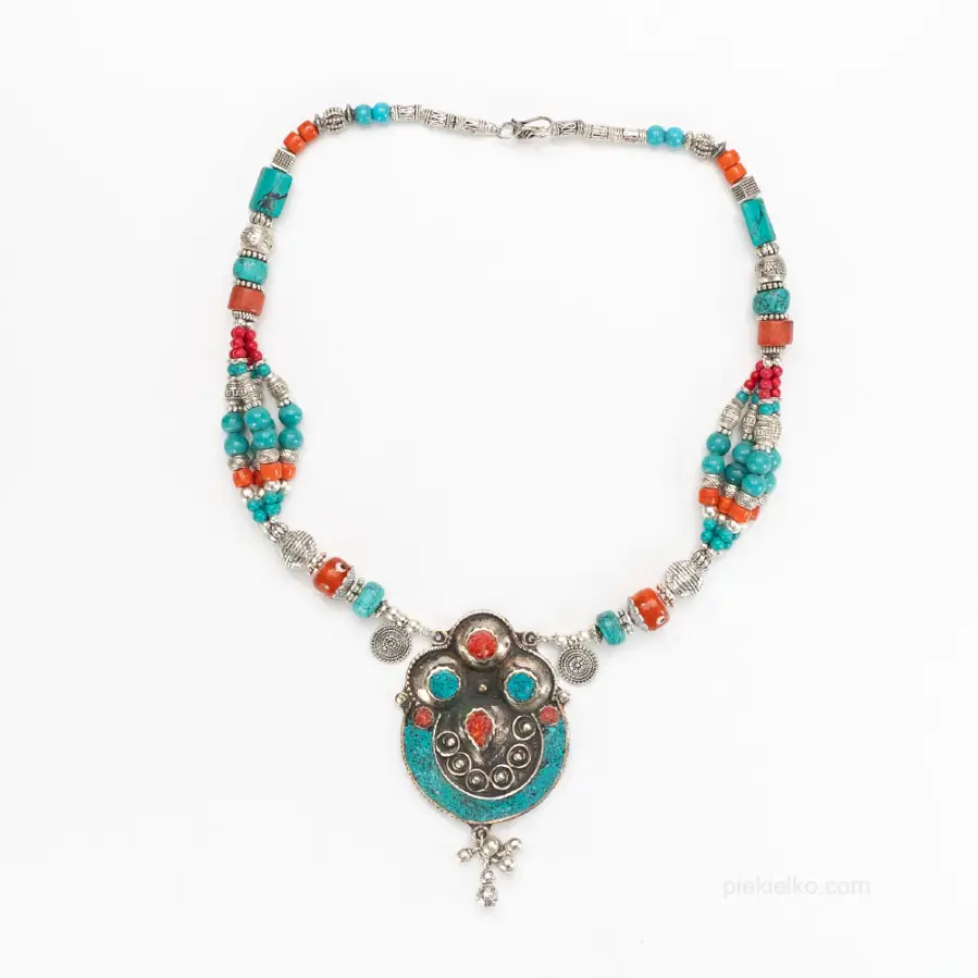 Turquoise Nepalese necklace with stones
