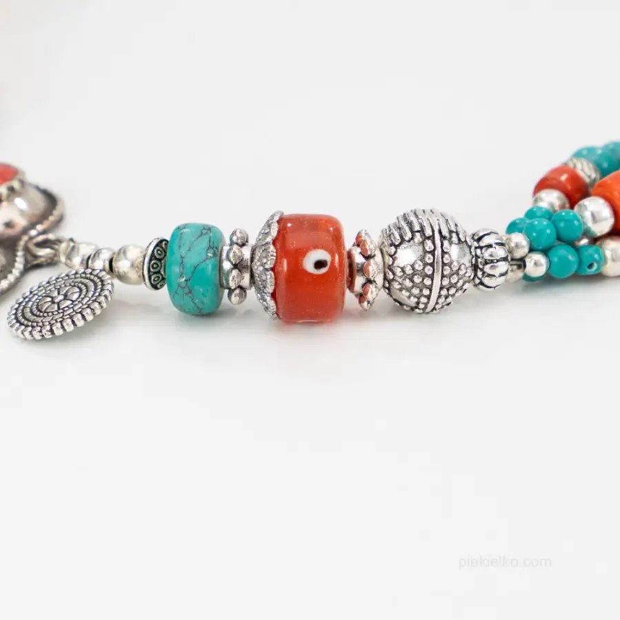 Turquoise Nepalese necklace with stones