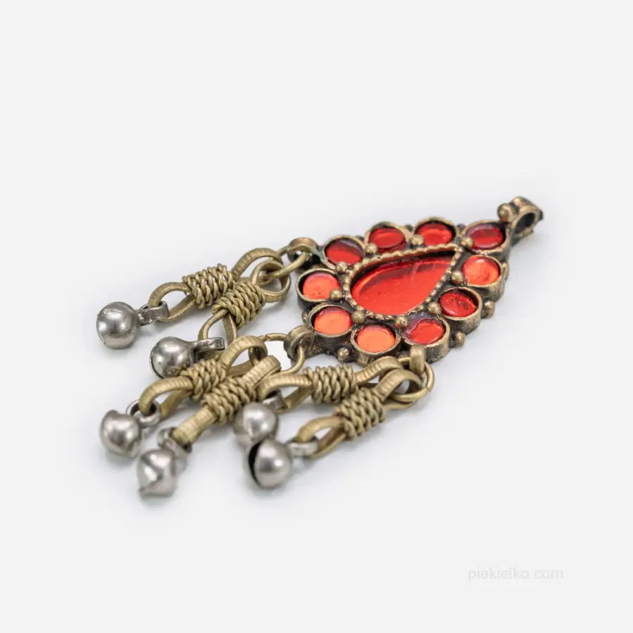 Tribal pendant with red glass