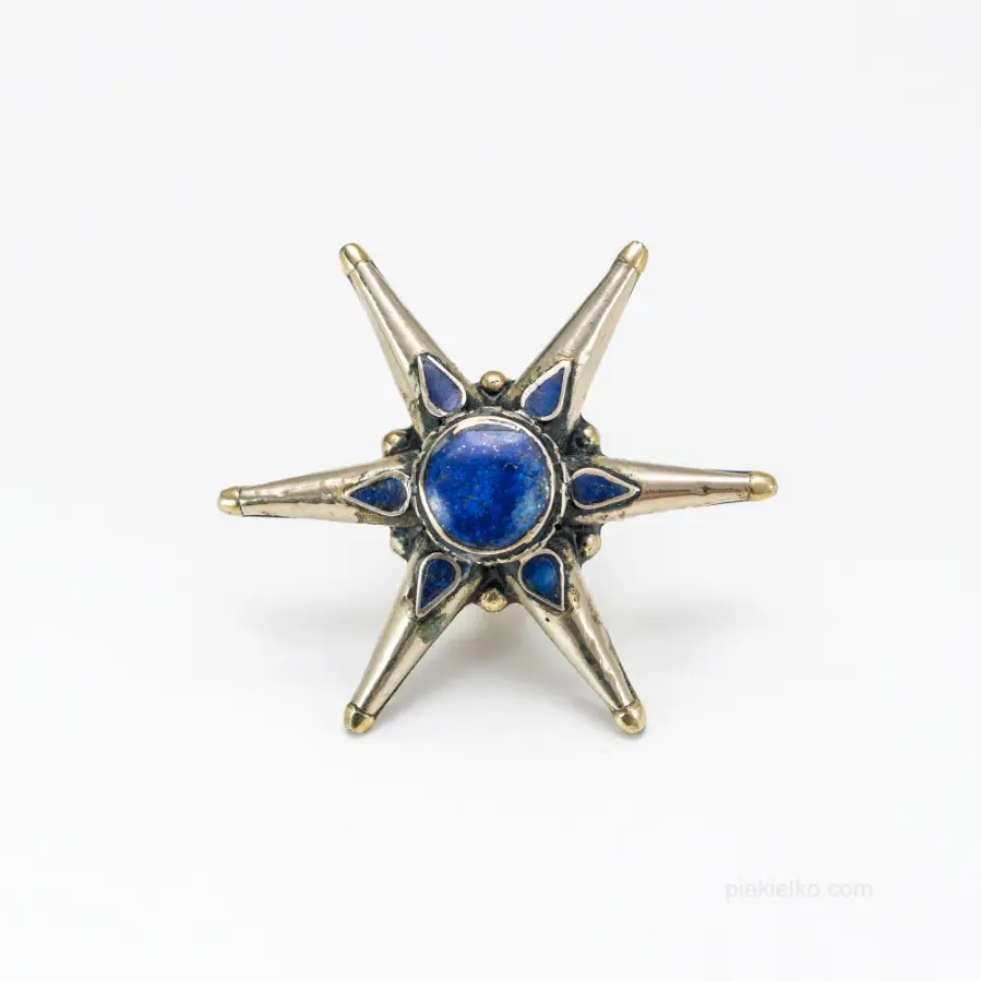 Afghan Star Ring with Lapis Lazuli