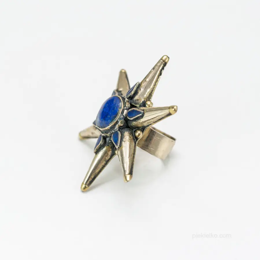 Afghan Star Ring with Lapis Lazuli