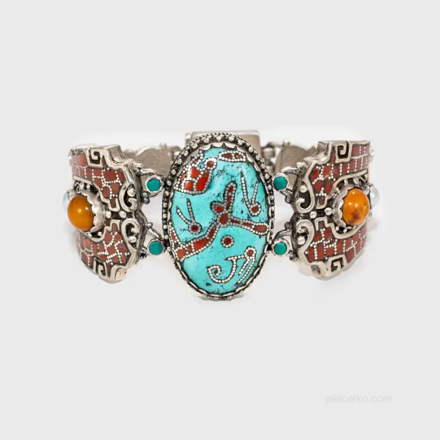 Nepalese Bracelet with Turquoise S925