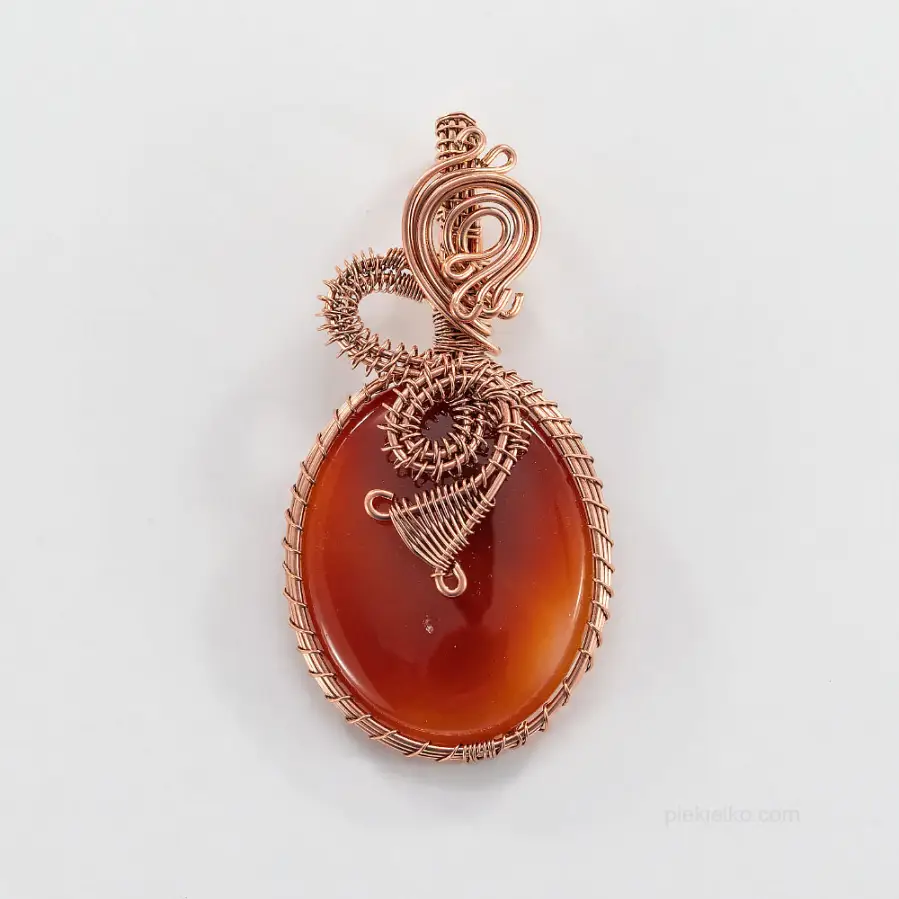 Karneol - zawieszka wire wrapping
