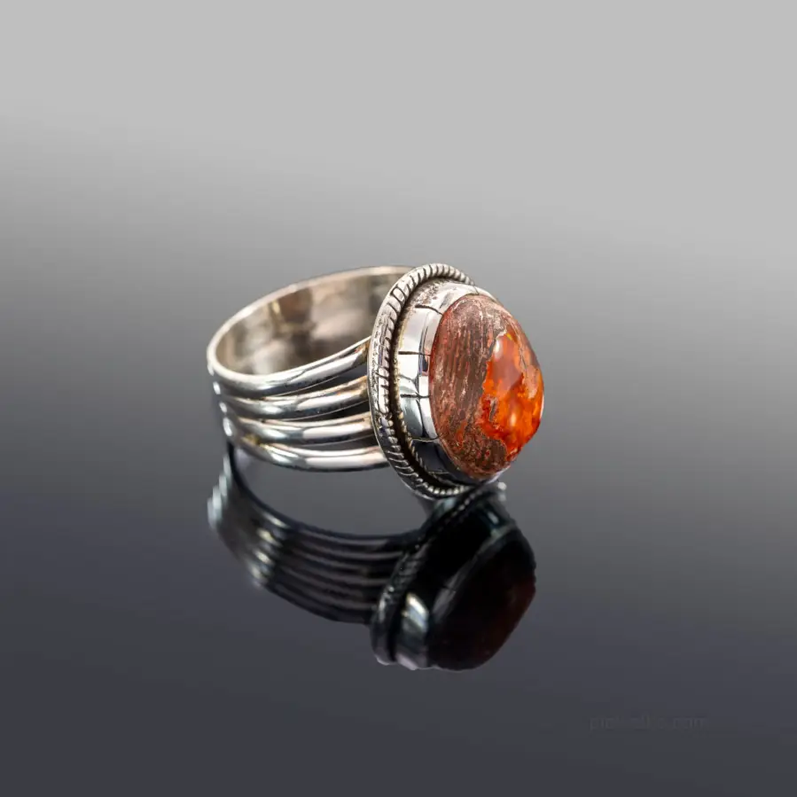 Rustic ring with fire opal
