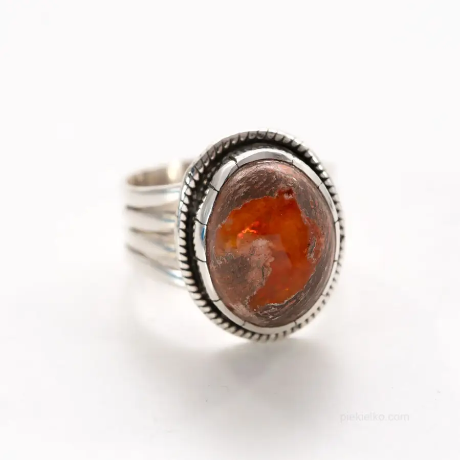 Rustic ring with fire opal