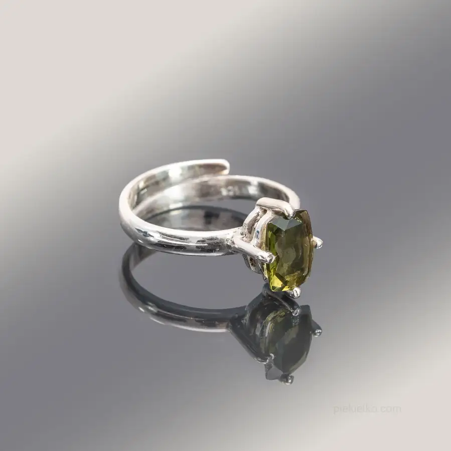Silver Moldavite Ring