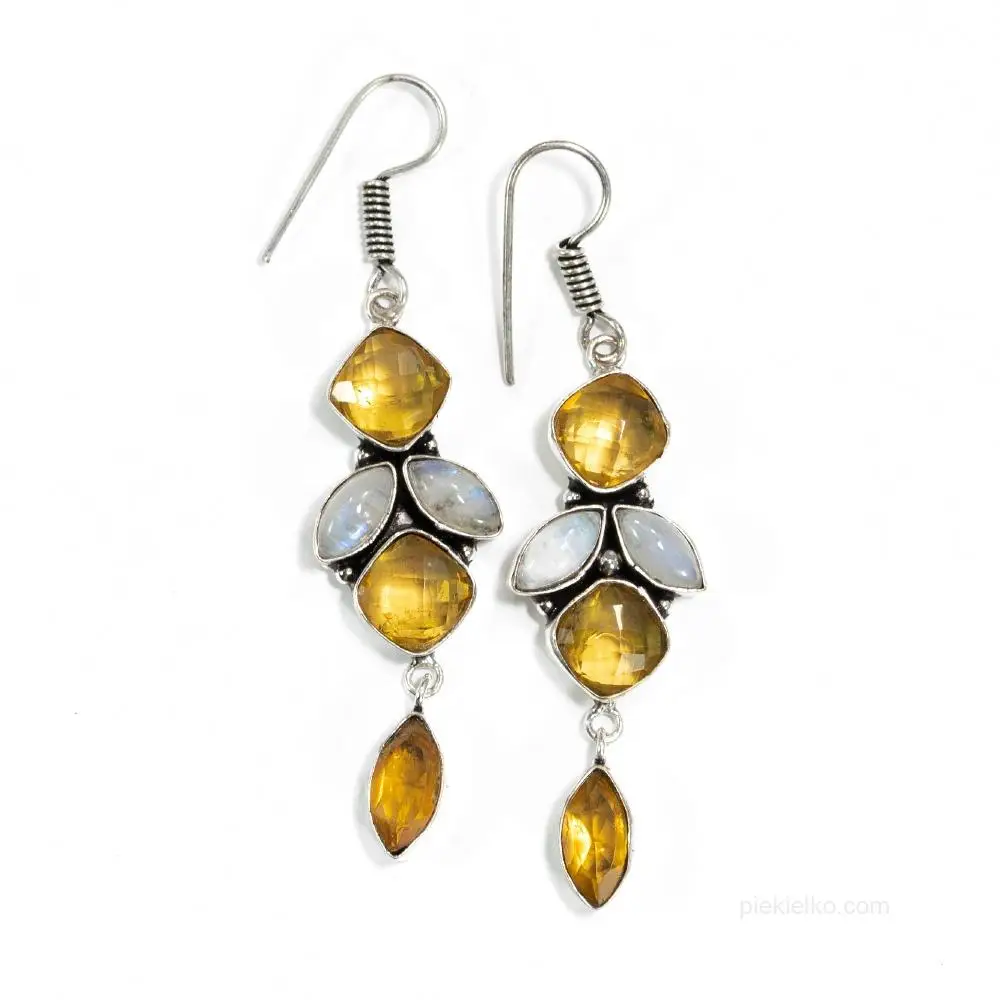 Silver earrings with topaz moonstone