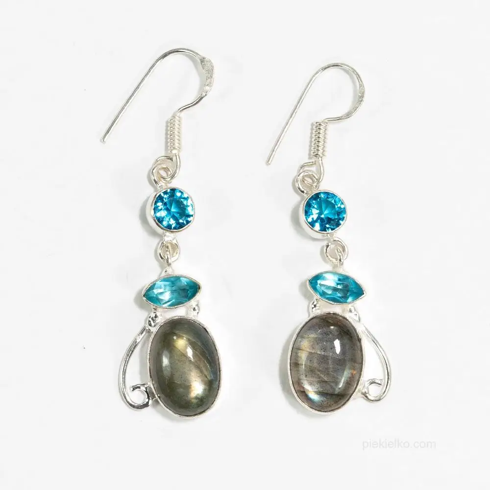 Blue labradorite topaz earrings