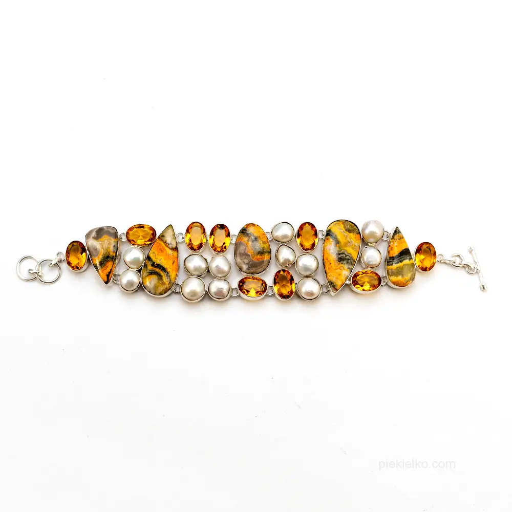 Citrine and pearl bumblebee bracelet