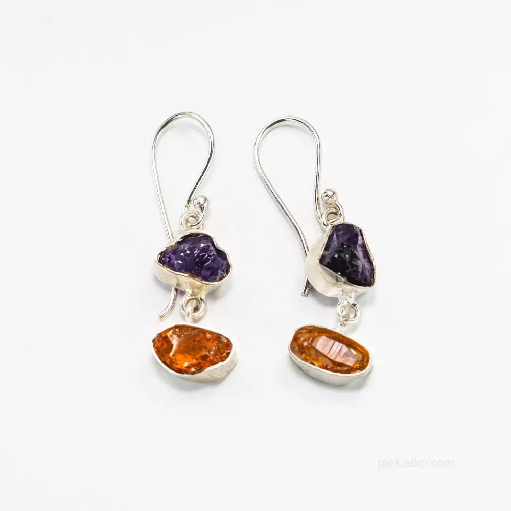 Amethyst and citrine crystal earrings