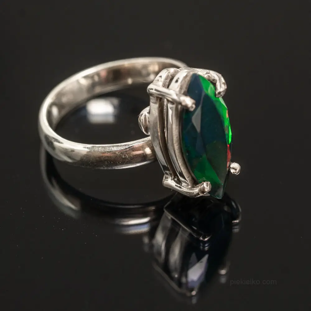 Ring with black opal