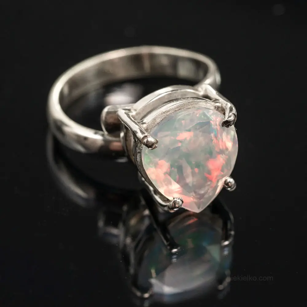 White opal from Ethiopia ring