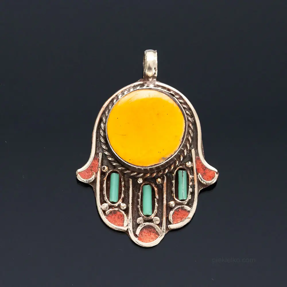 Nepalese hamsa pendant made of Tibetan silver