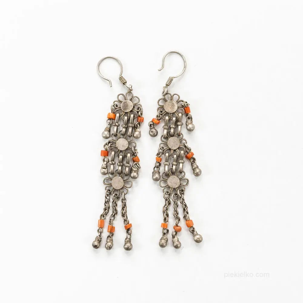 Baloch silver earrings with carnelian