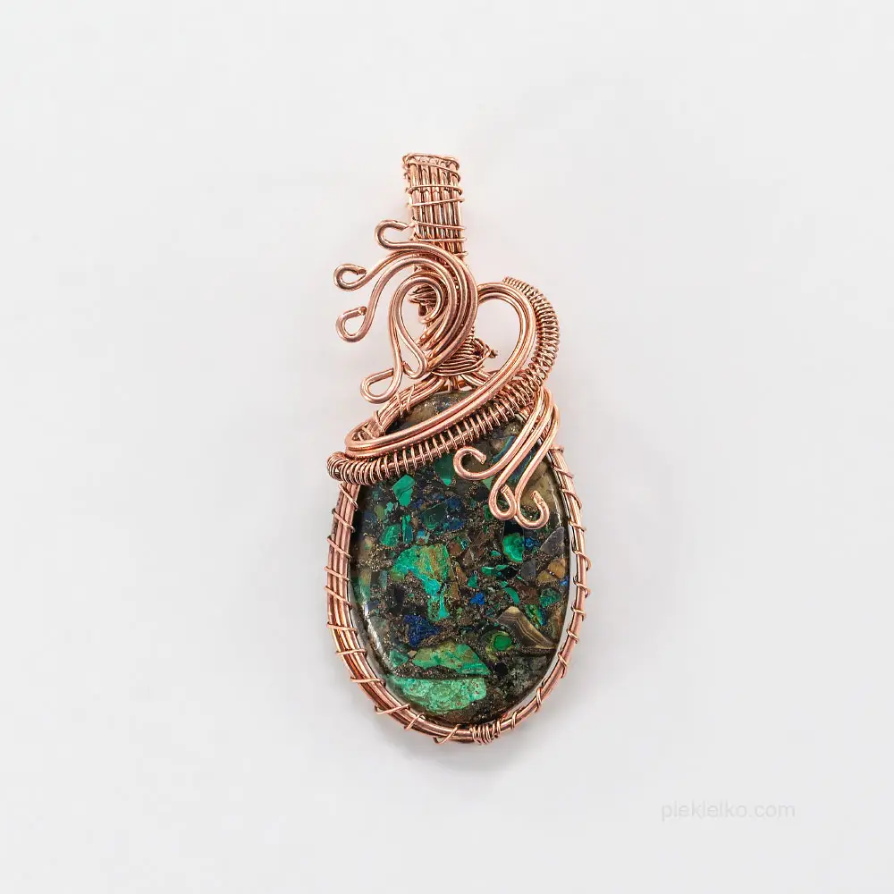 chrysocolla with malachite wire wrapping