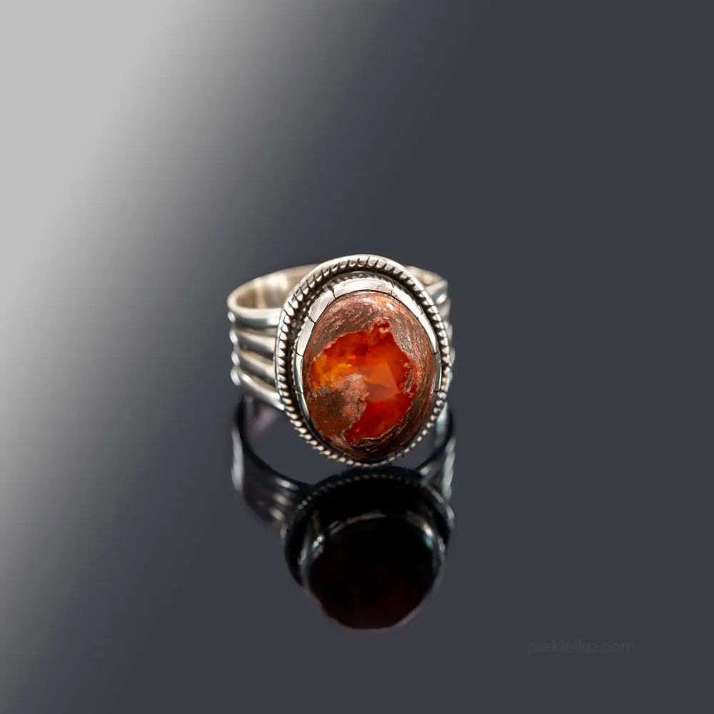 Rustic ring with fire opal