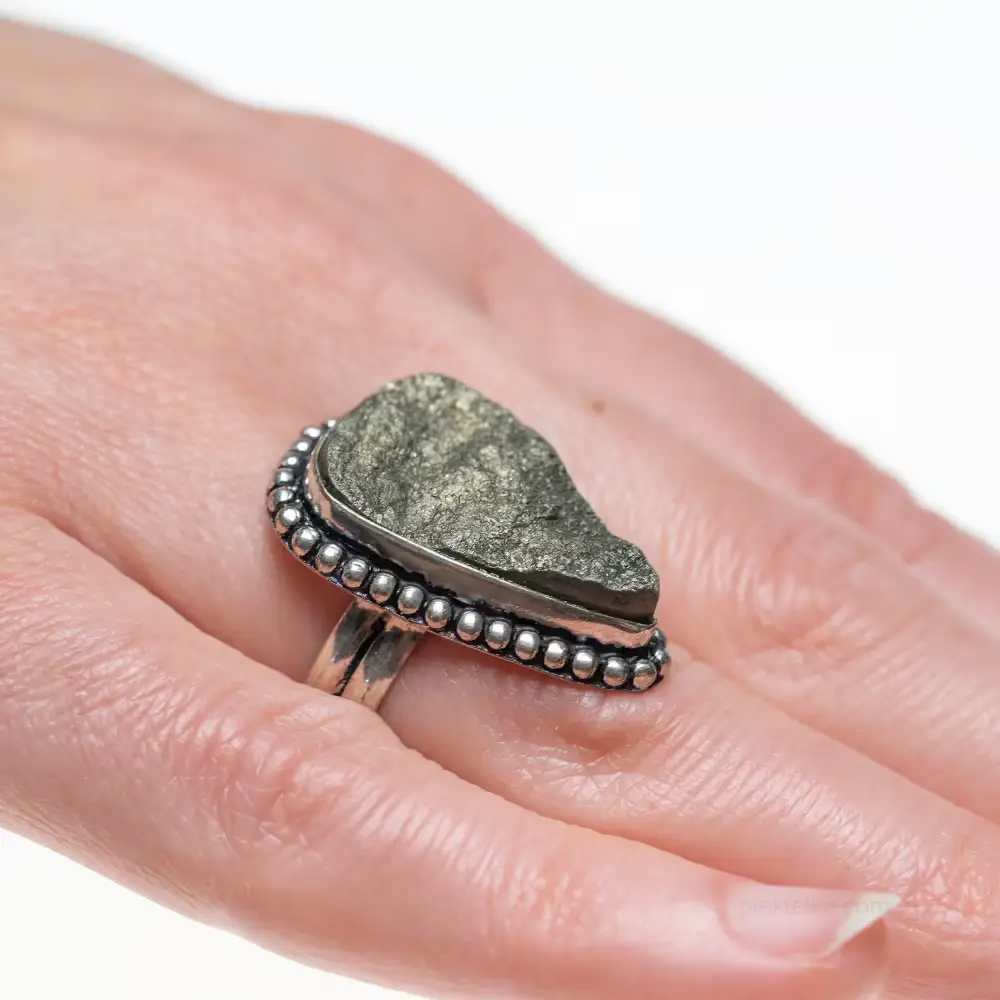 Silver pyrite druzy ring