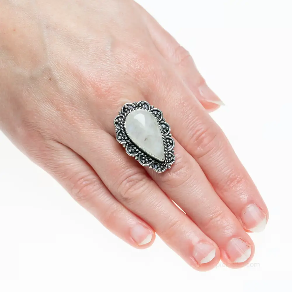 Elegant large ring with moonstone