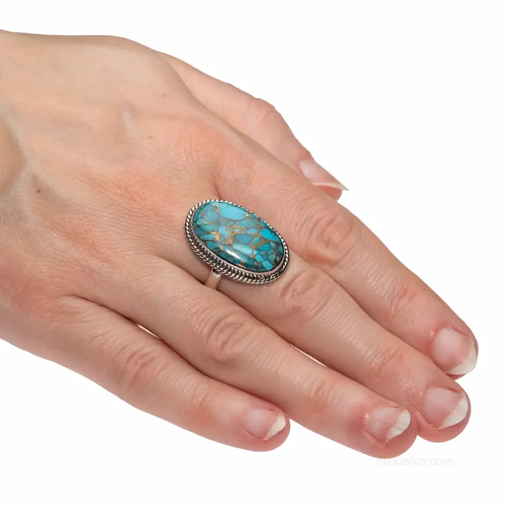 Silver wave with turquoise