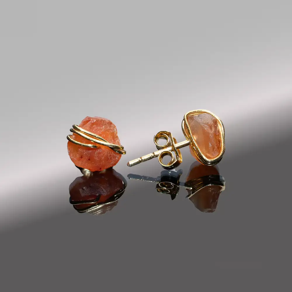 Gold-plated earrings with natural citrine