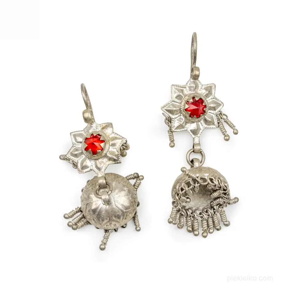 Afghan jhumka earrings with rosette