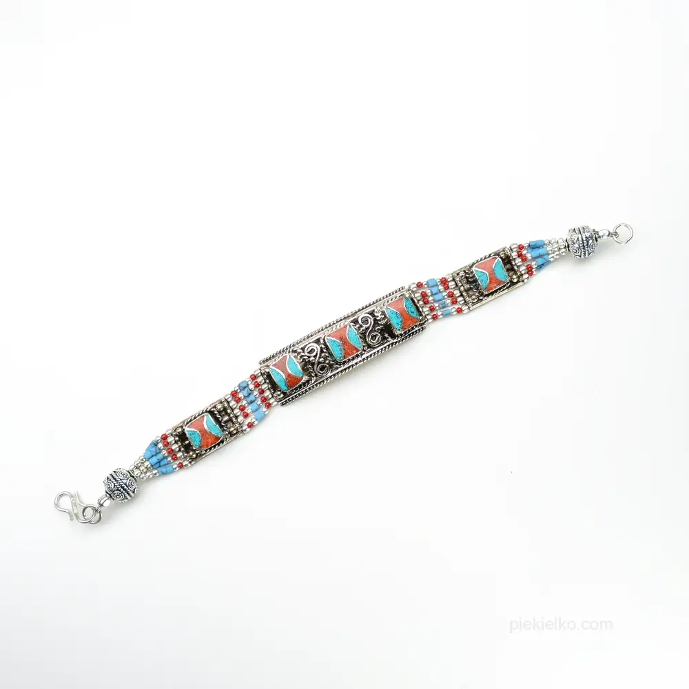 Nepalese Coral and Turquoise Bracelet