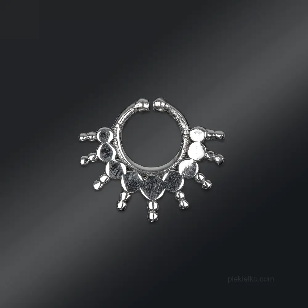 Silver septum ring with beads