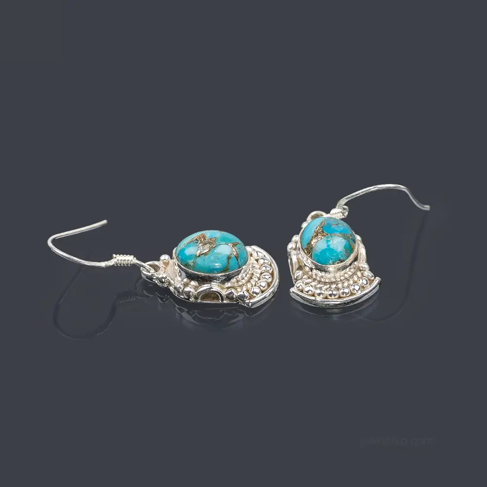 Turquoise and copper earrings &ndash; oriental crescent