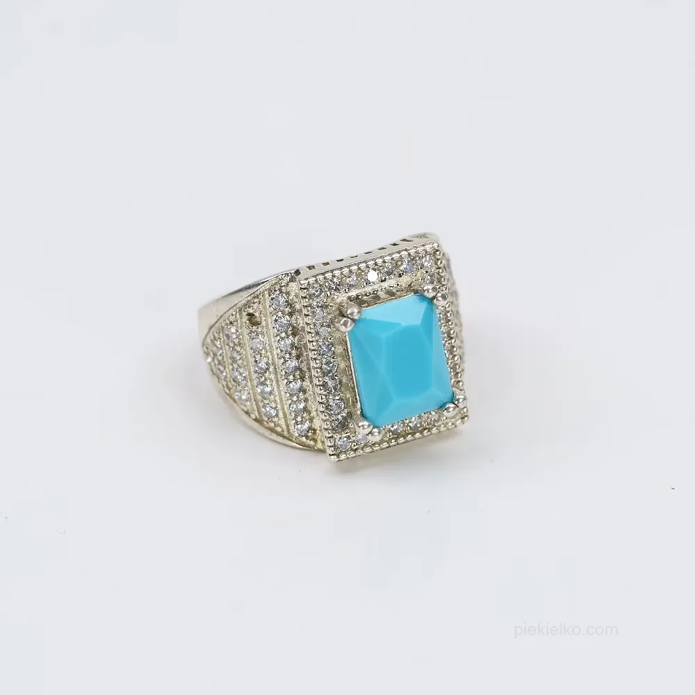 Silver signet ring with natural turquoise