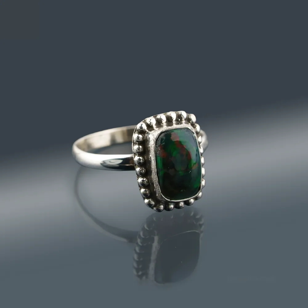 Delicate Silver Opal Ring
