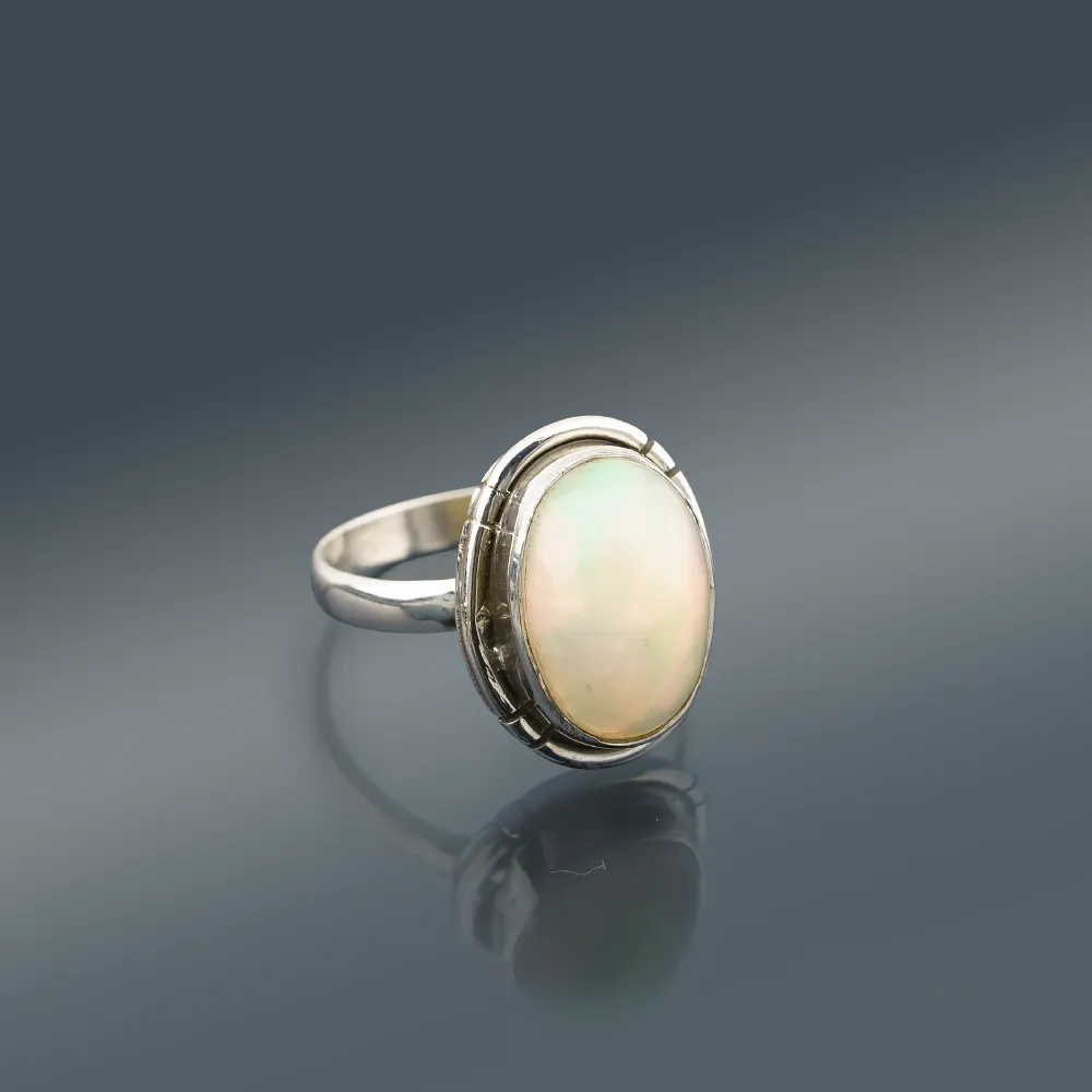 Mini Silver Opal Ring