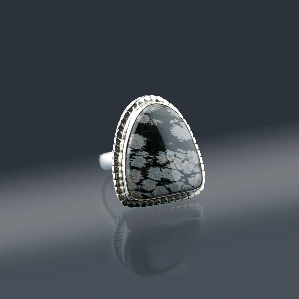 Snow Obsidian Ring