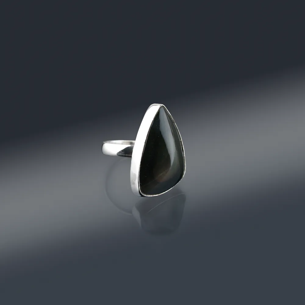 Triangular Obsidian Ring