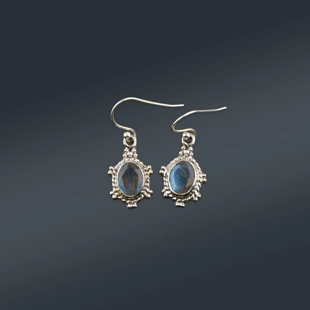 Silver Labradorite Earrings