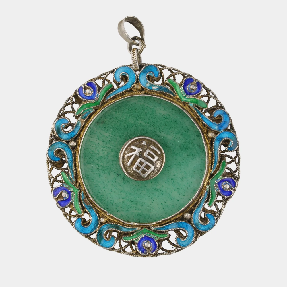 Zawieszka Jadeit Cloisonn&eacute; Silver