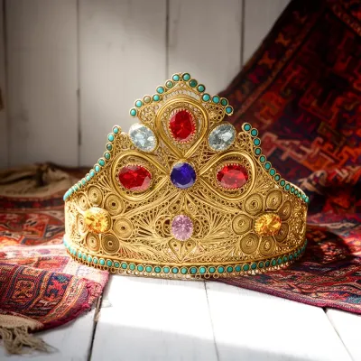 <span class="jp_product_title">Zabytkowa Uzbecka Tiara Ceremonialna - srebro złocone</span>