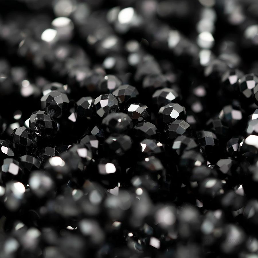 Czarny spinel fasetowany - sznur - piekielko.com