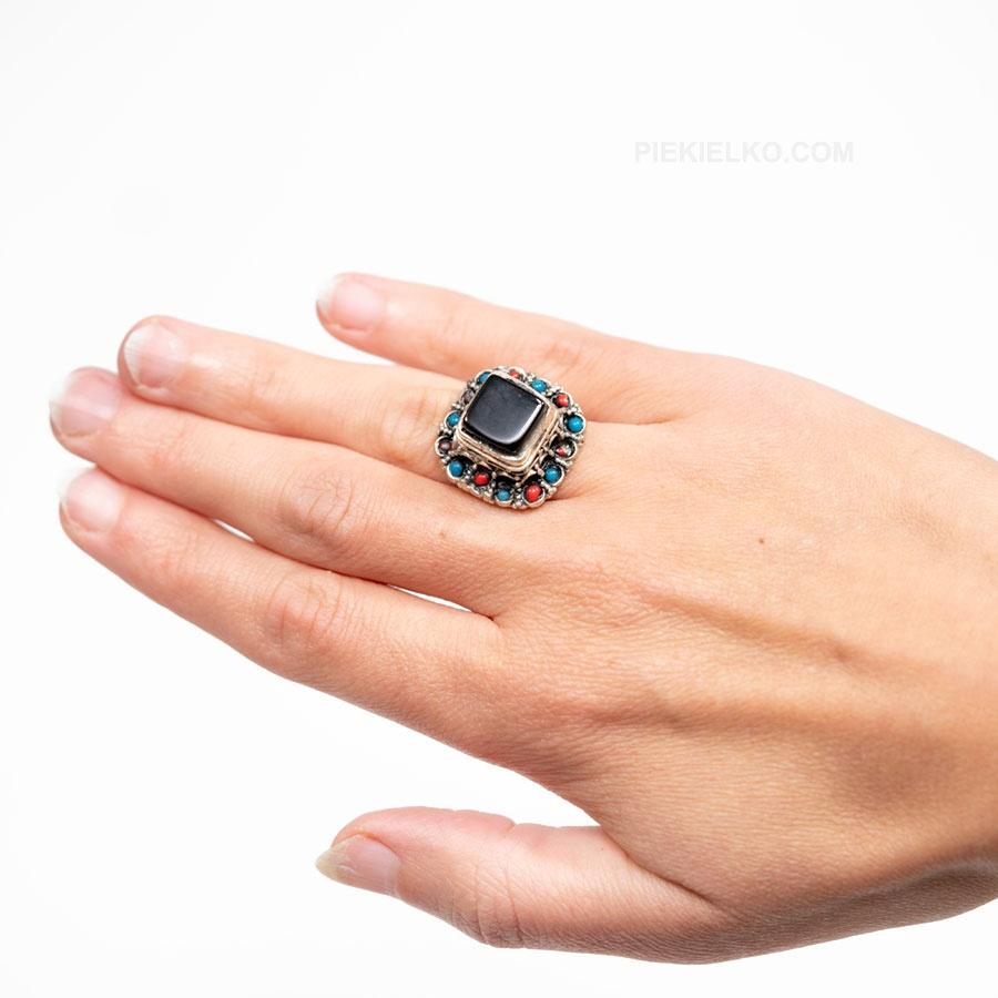 Afghan ring with onyx - piekielko.com