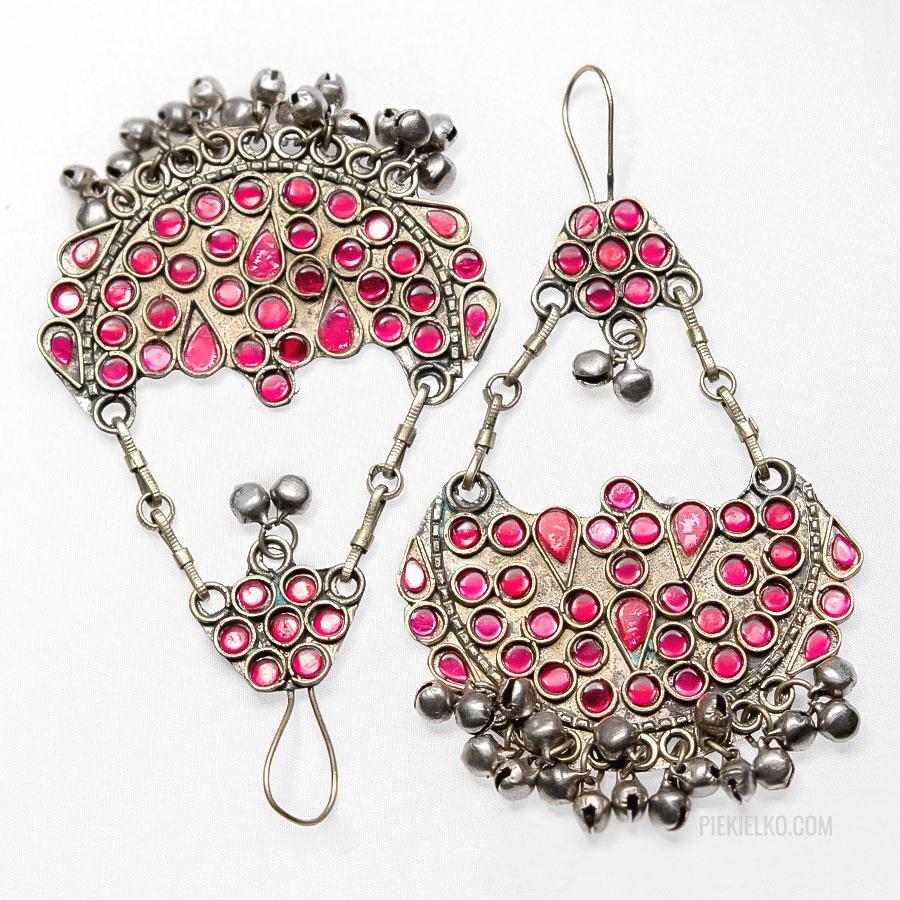 Kolczyki Kuchi z różowymi szkiełkami