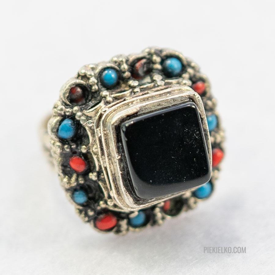 Afghan ring with onyx - piekielko.com