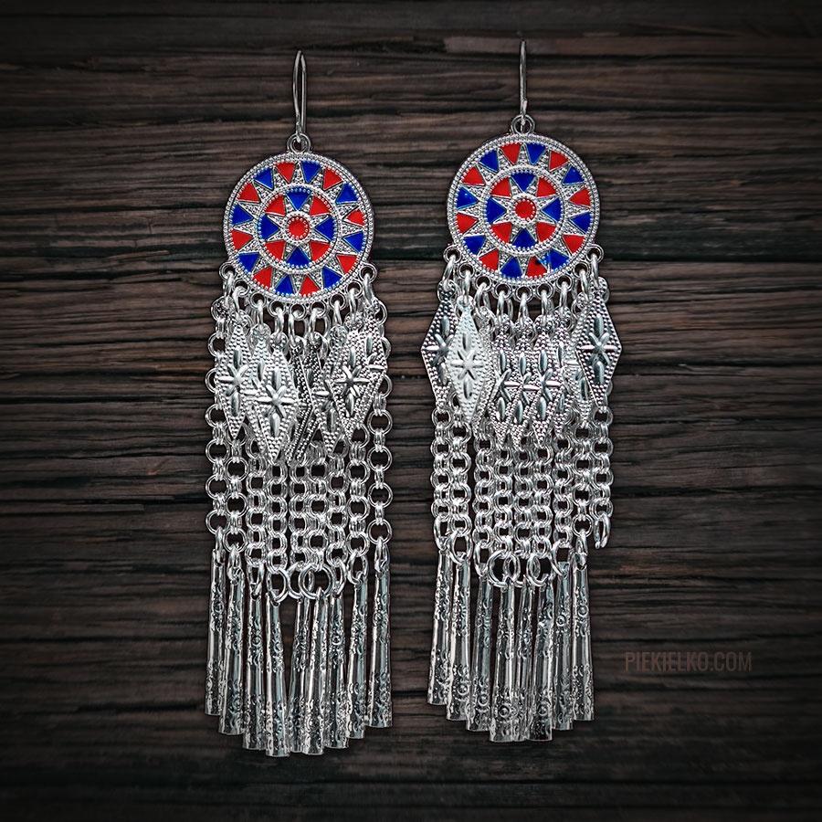 Długie emaliowane kolczyki Hmong - piekielko.com
