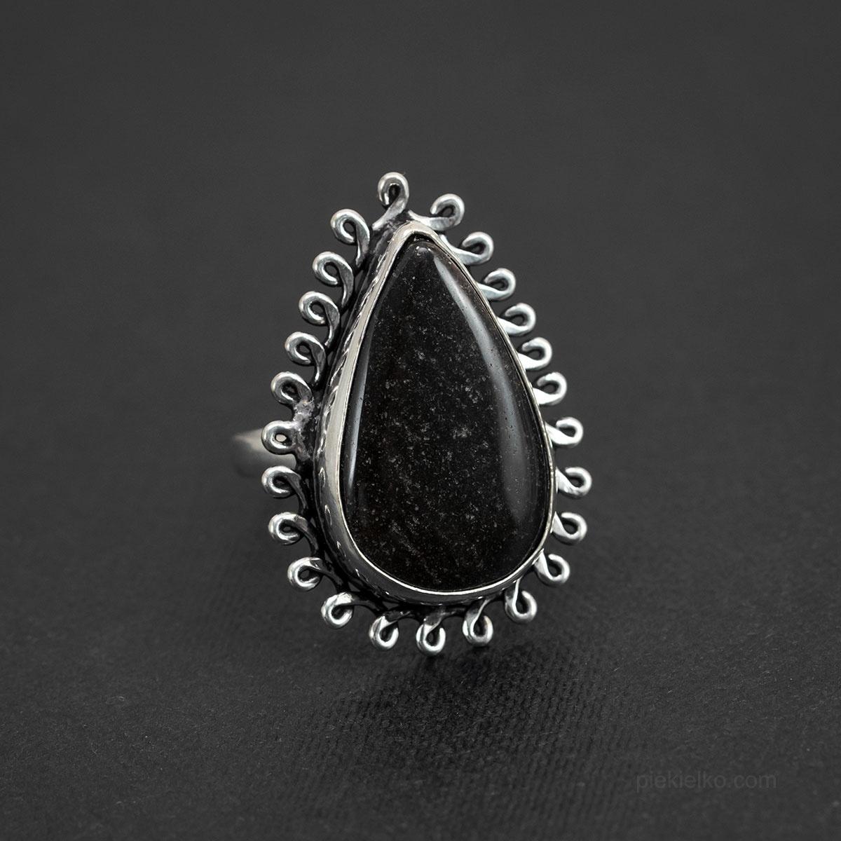 Ring with black jasper - piekielko.com