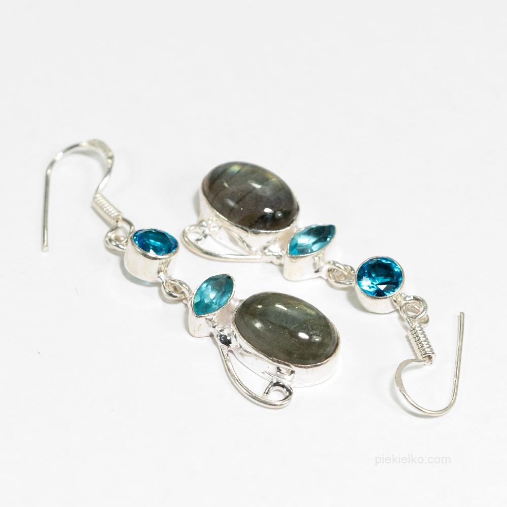 Kolczyki labradoryt blue topaz - piekielko.com