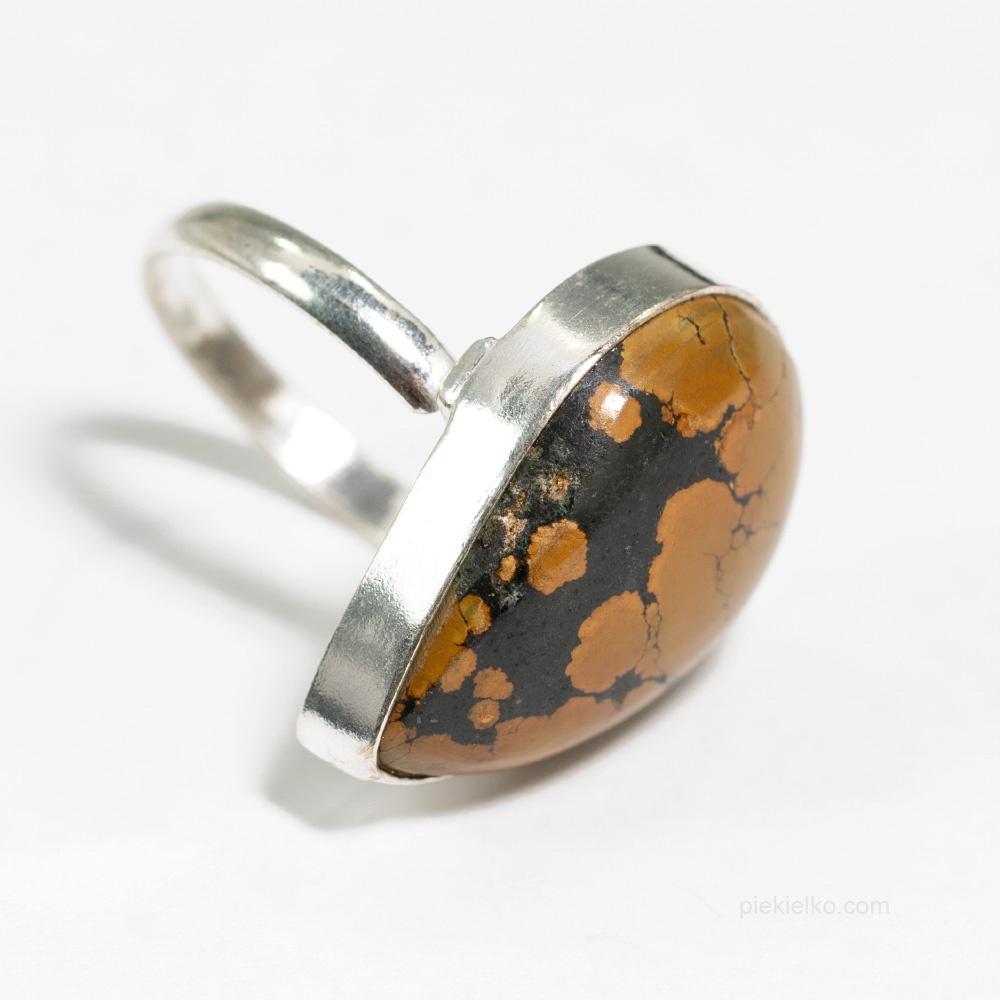 Ring with brown natural turquoise - piekielko.com