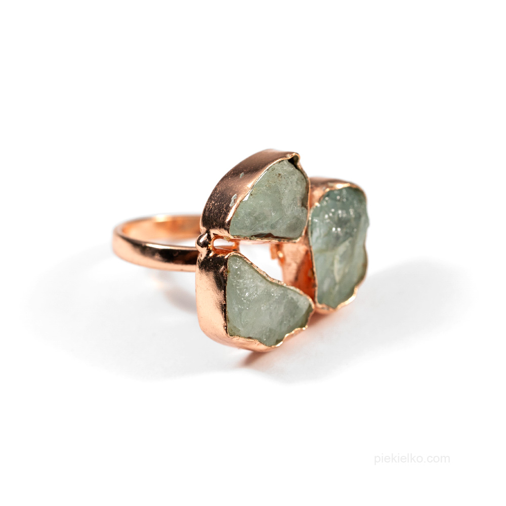 Ring in pink gold with aquamarine - piekielko.com