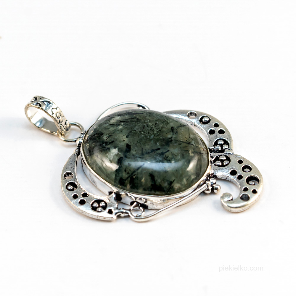 Silver-plated pendant with prehnite - piekielko.com