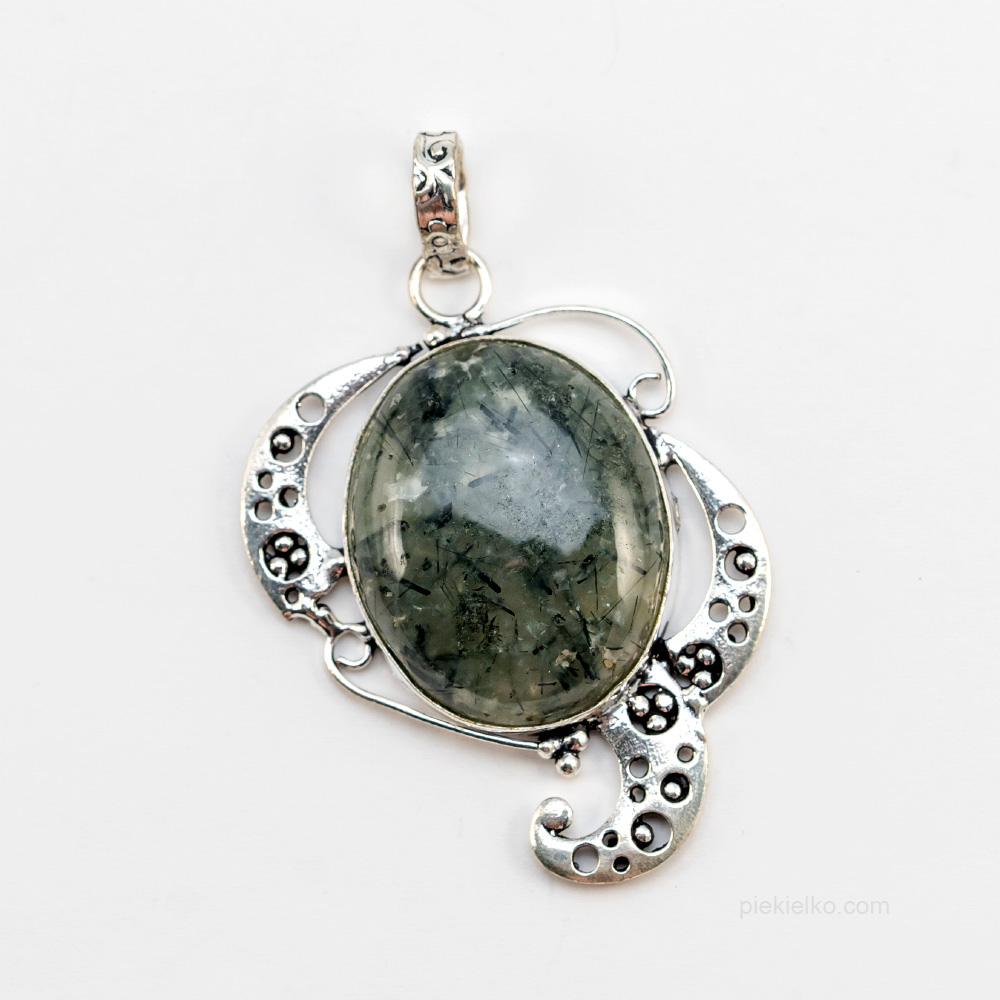 Silver-plated pendant with prehnite - piekielko.com