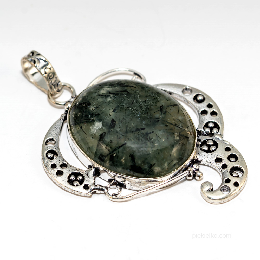 Silver-plated pendant with prehnite - piekielko.com