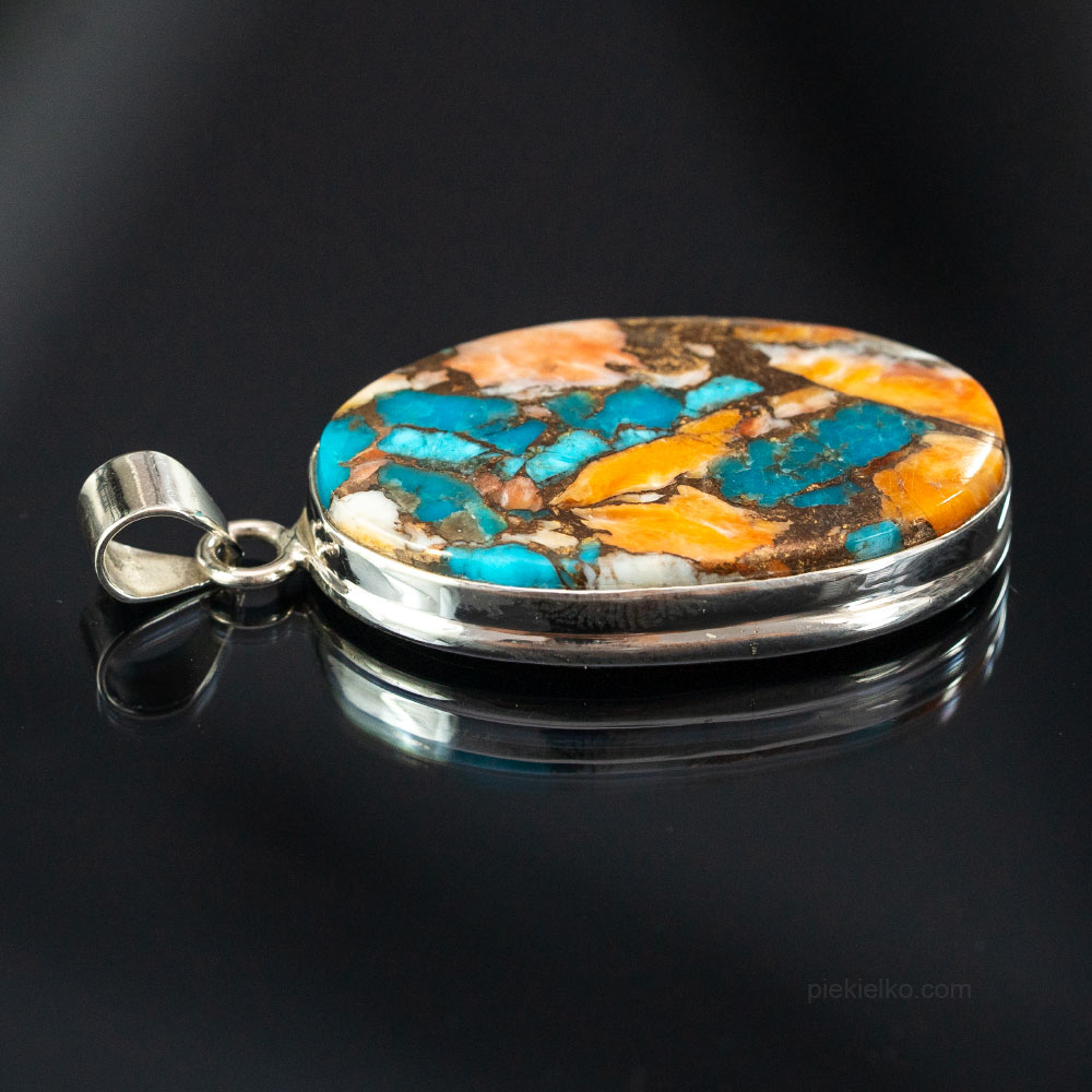 Silver pendant with turquoise - spiny oyster - piekielko.com