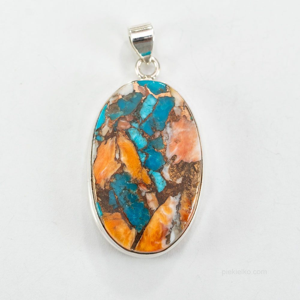 Silver pendant with turquoise - spiny oyster - piekielko.com